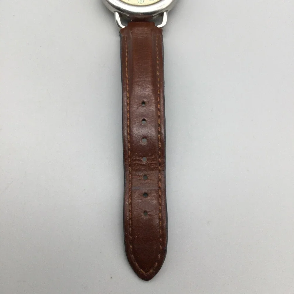 Vintage Swiss Army Mens Watch 37mm Cream Dial Brown Leather Date New Battery